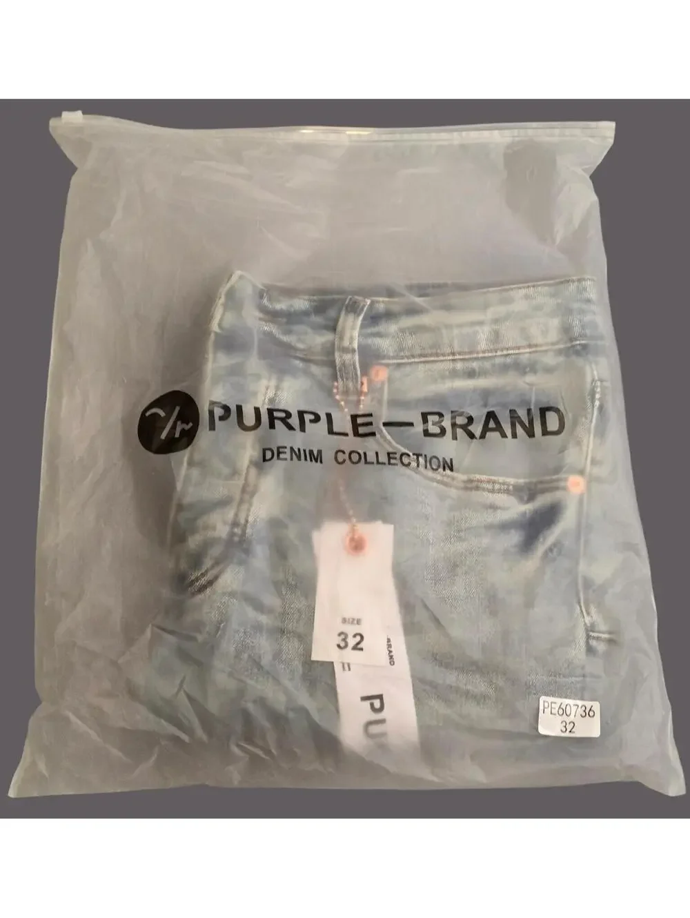 Purple Brand Light Wash Blue Men's Slim Denim Jeans Button